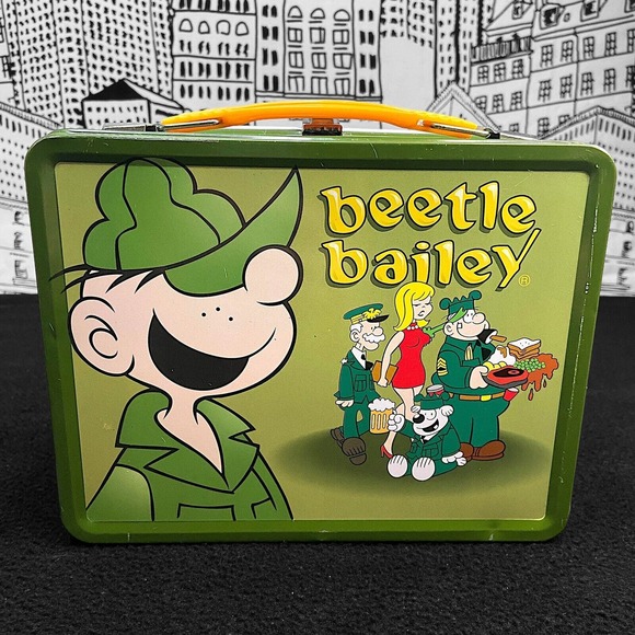Beetle Bailey Metal Army Green Lunch Box 2002 Bosley Boxes Vintage Comic Themed - Picture 4 of 14